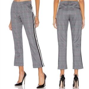 Pam & Gela Glen Plaid Cropped Track Pant Side Stripes Houndstooth Sz S